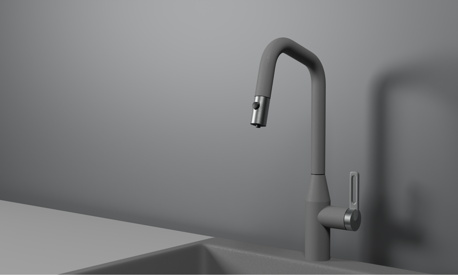 GR-8171, АЛЮМИНИУМ, СМЕСИТЕЛЬ КУХОННЫЙ С ВЫДВИЖНЫМ ИЗЛИВОМ