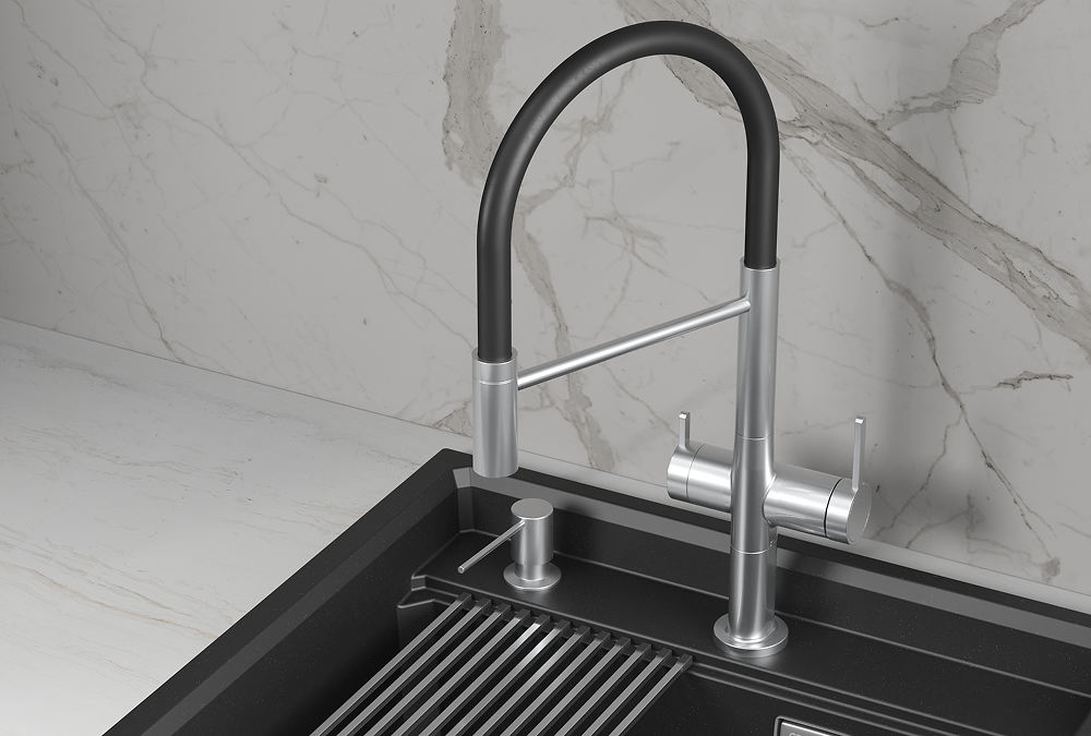 KS-8277, НЕРЖ, СМЕСИТЕЛЬ КУХОННЫЙ KITCHEN SPACE