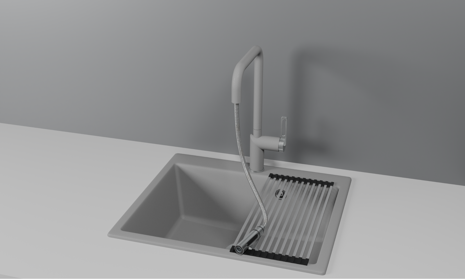 GR-8173, АЛЮМИНИУМ, СМЕСИТЕЛЬ КУХОННЫЙ С ВЫДВИЖНЫМ ИЗЛИВОМ