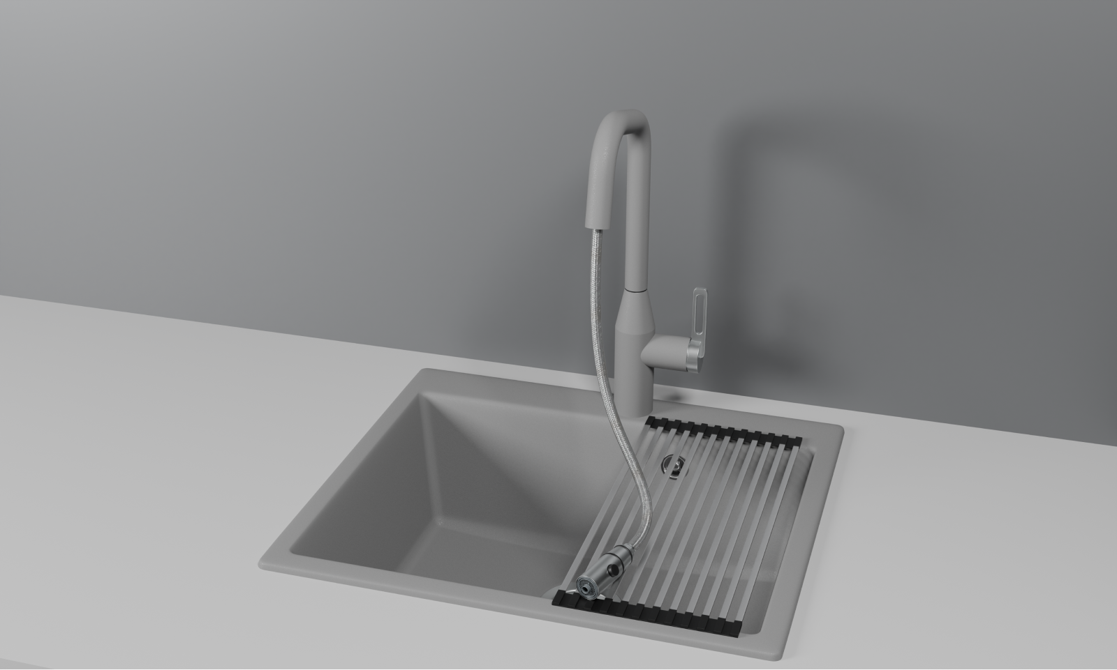 GR-8171, АЛЮМИНИУМ, СМЕСИТЕЛЬ КУХОННЫЙ С ВЫДВИЖНЫМ ИЗЛИВОМ