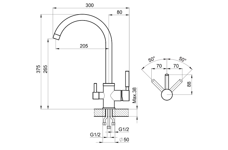 2168, АЛЮМИНИУМ, СМЕСИТЕЛЬ КУХОННЫЙ
