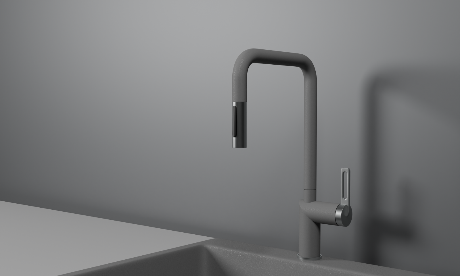 GR-8173, АЛЮМИНИУМ, СМЕСИТЕЛЬ КУХОННЫЙ С ВЫДВИЖНЫМ ИЗЛИВОМ