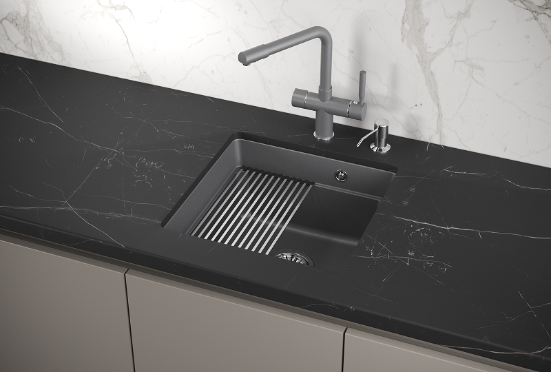 KS-4501U, АЛЮМИНИУМ, кухонная мойка, кварц