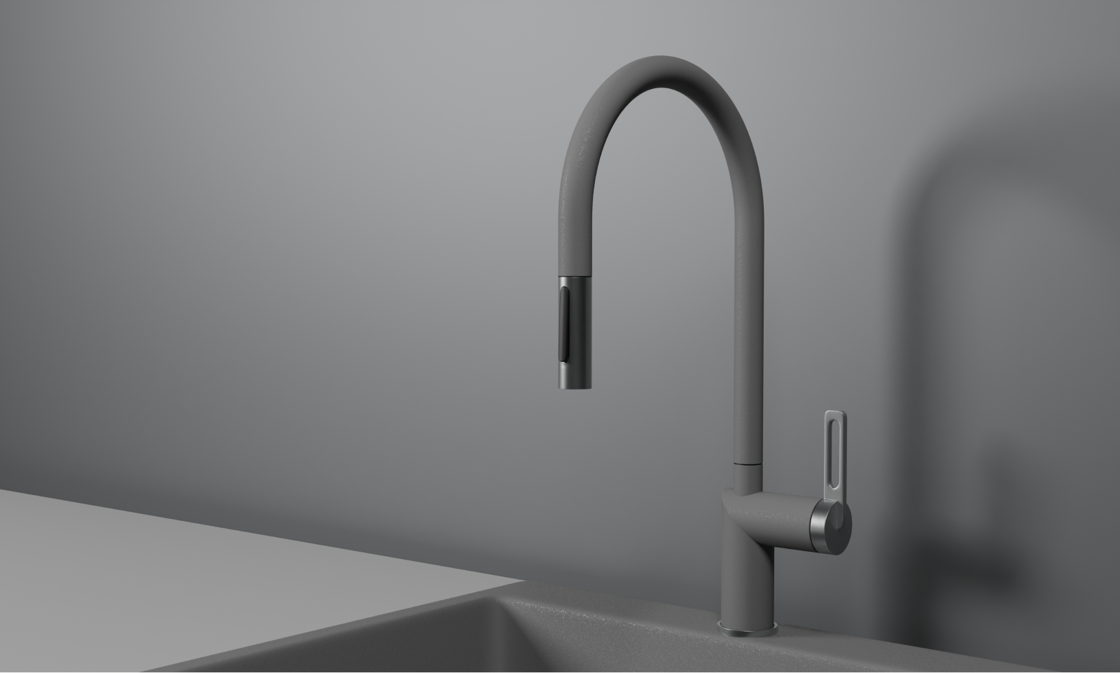 GR-8172, АЛЮМИНИУМ, СМЕСИТЕЛЬ КУХОННЫЙ С ВЫДВИЖНЫМ ИЗЛИВОМ